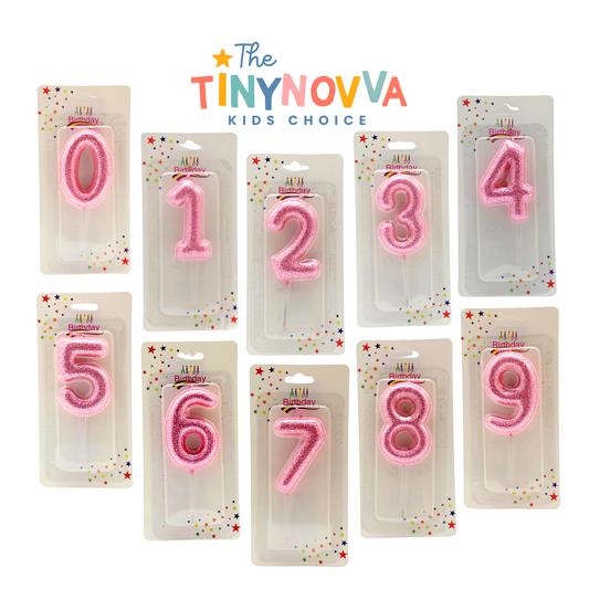 Glittered Number Candle in Pink