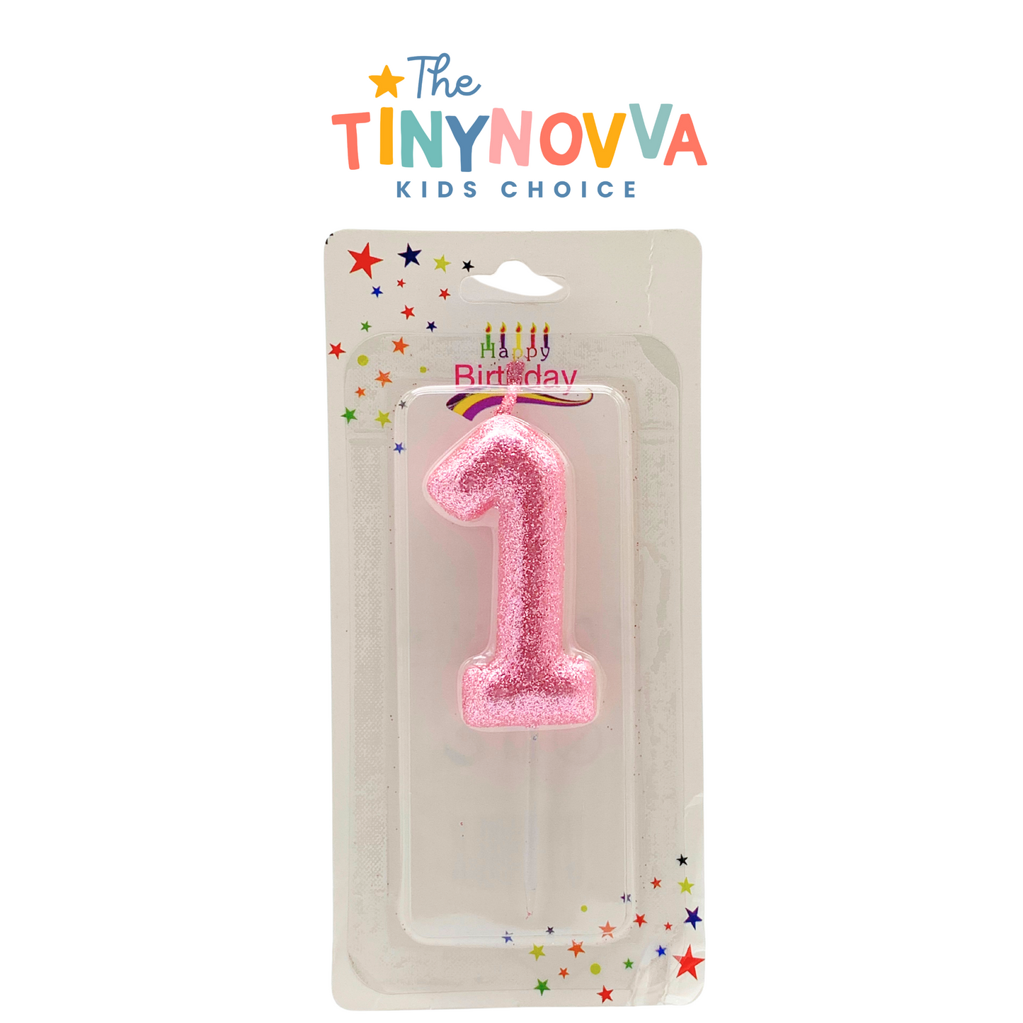 Glittered Number Candle in Pink