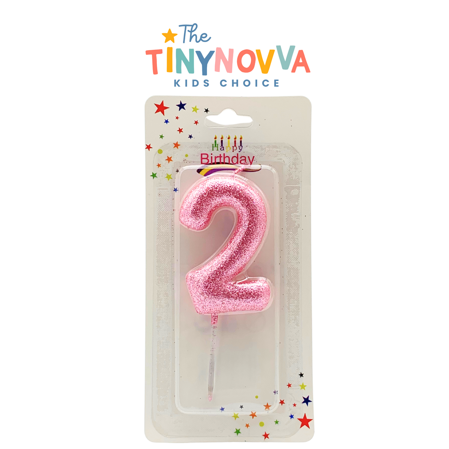 Glittered Number Candle in Pink