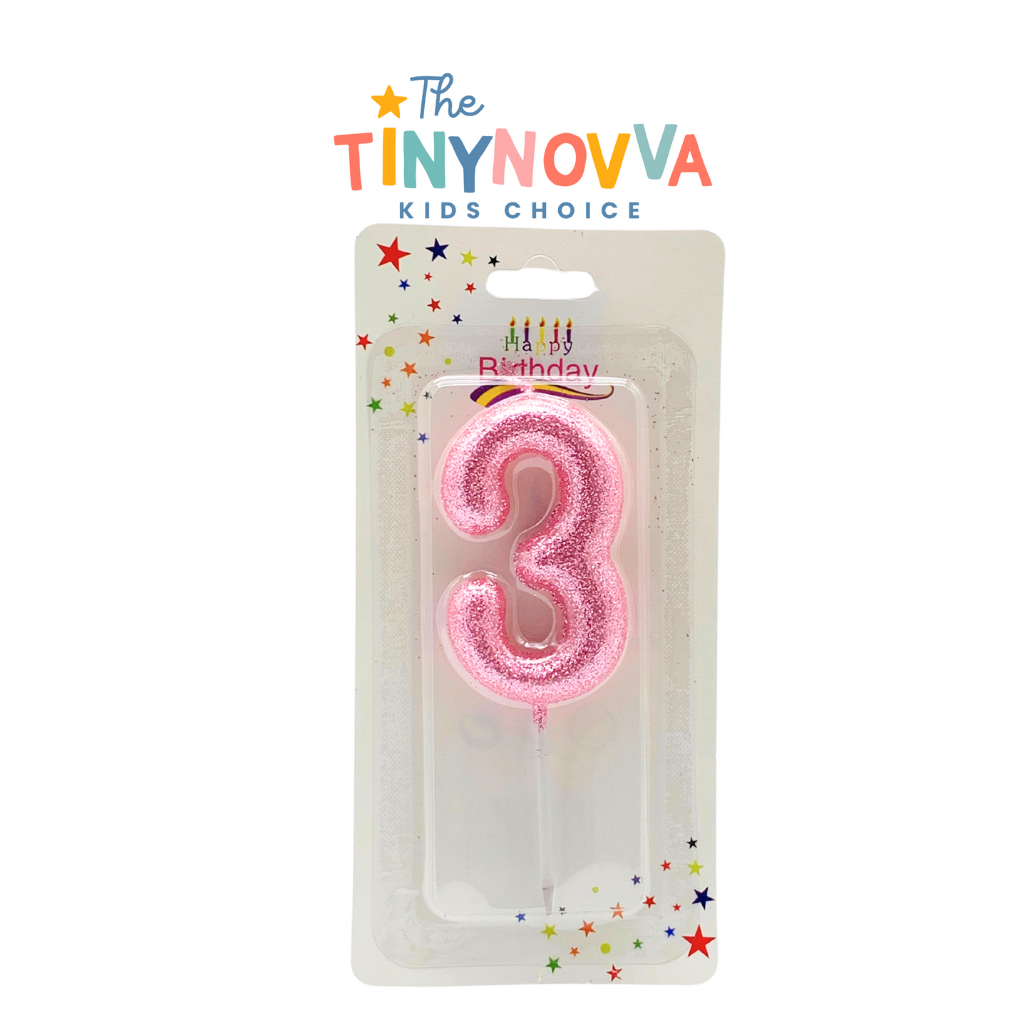 Glittered Number Candle in Pink