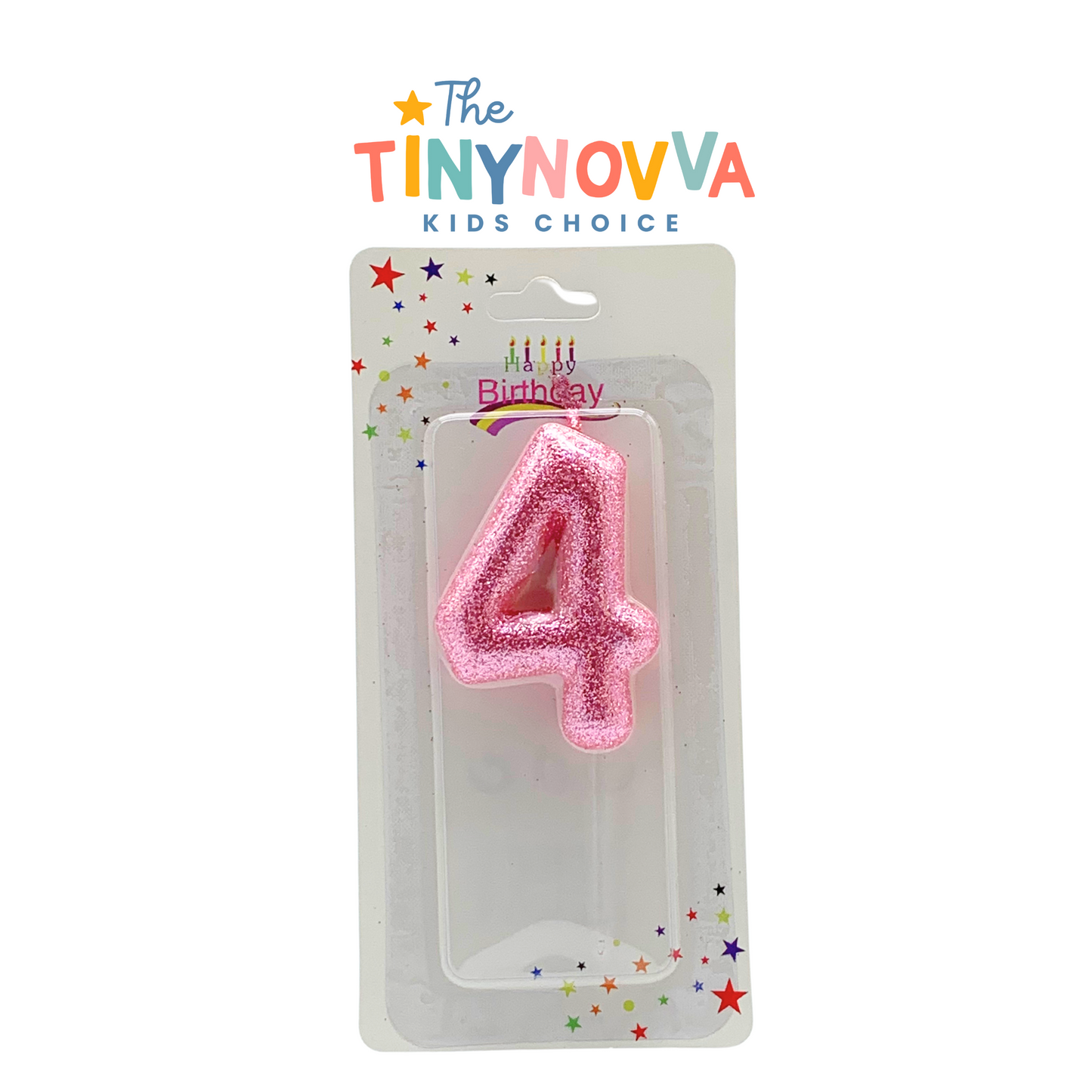 Glittered Number Candle in Pink