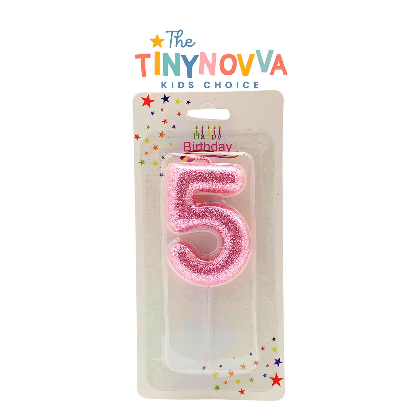 Glittered Number Candle in Pink