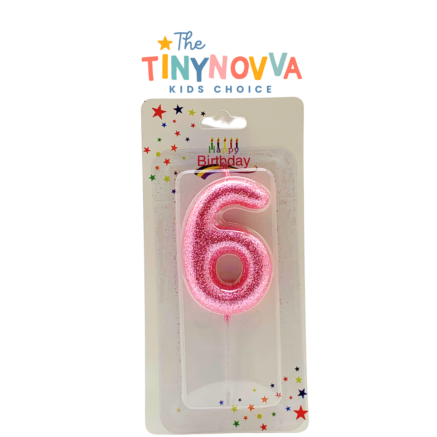 Glittered Number Candle in Pink