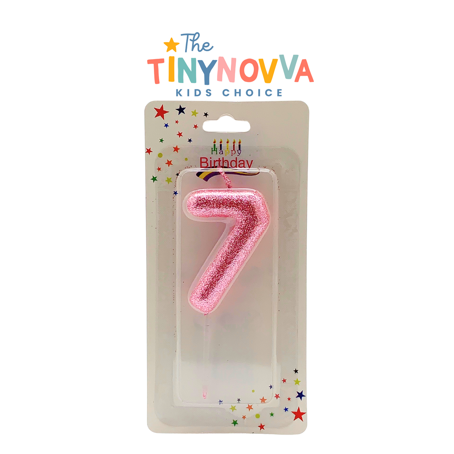 Glittered Number Candle in Pink