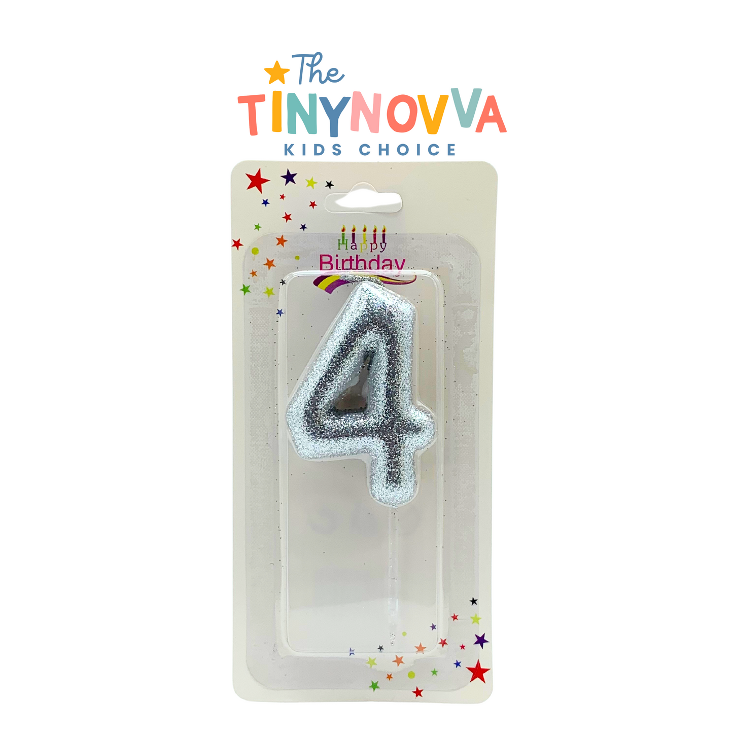 Glittered Number Candle in Silver