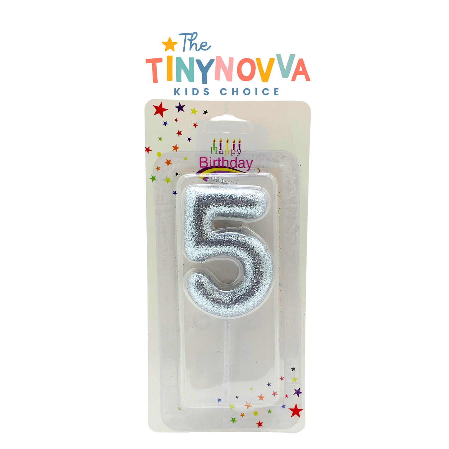 Glittered Number Candle in Silver