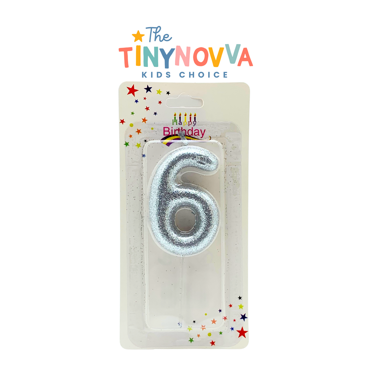 Glittered Number Candle in Silver