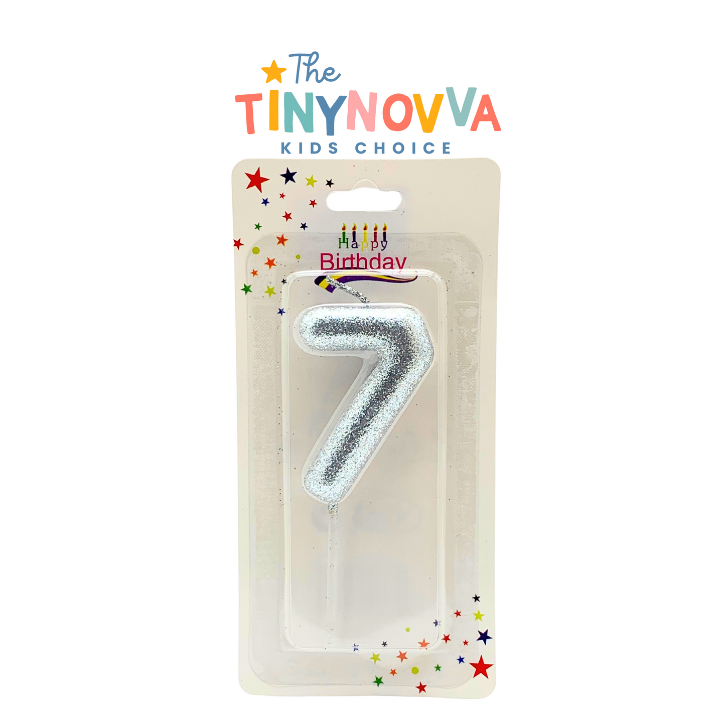 Glittered Number Candle in Silver