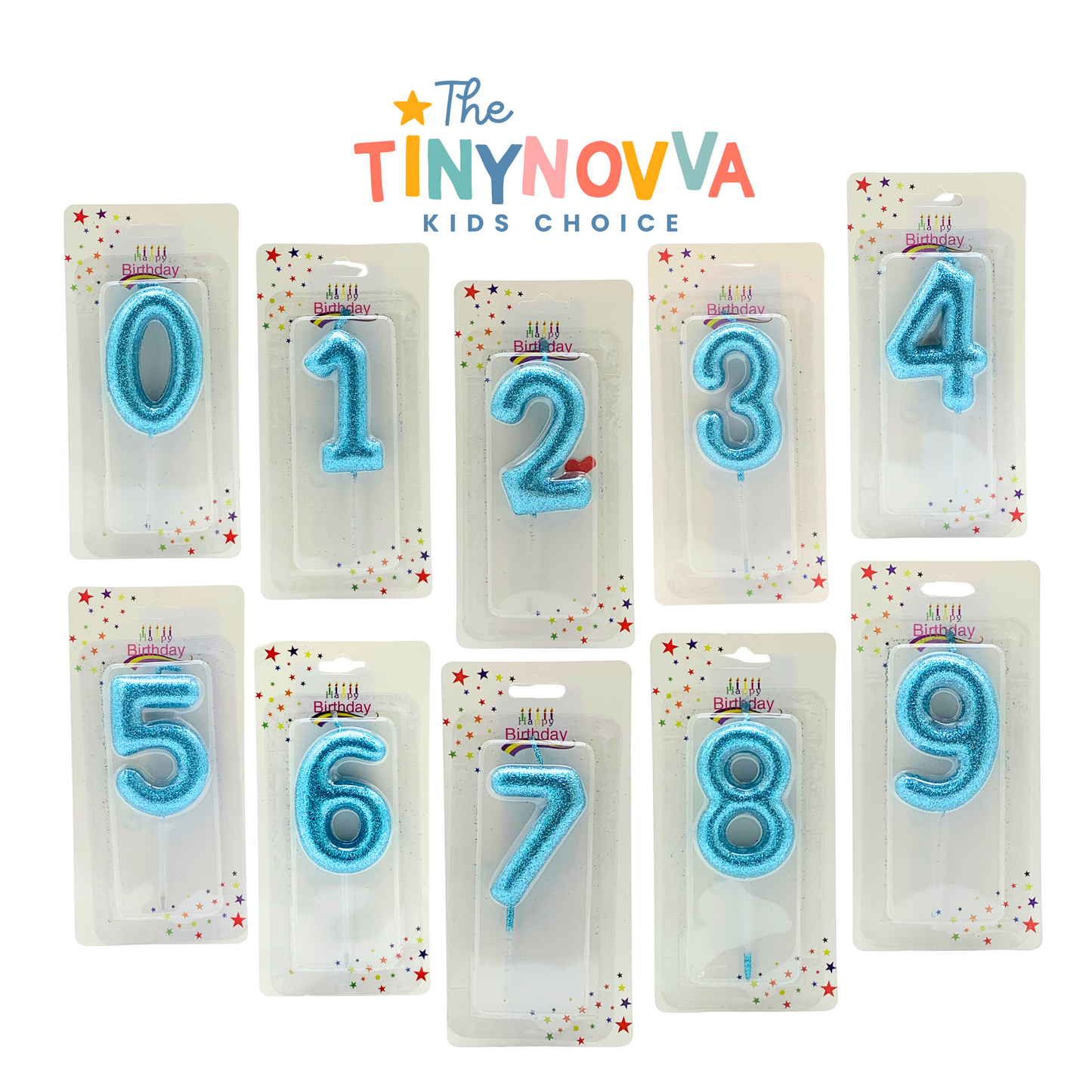 Glittered Number Candle in Blue