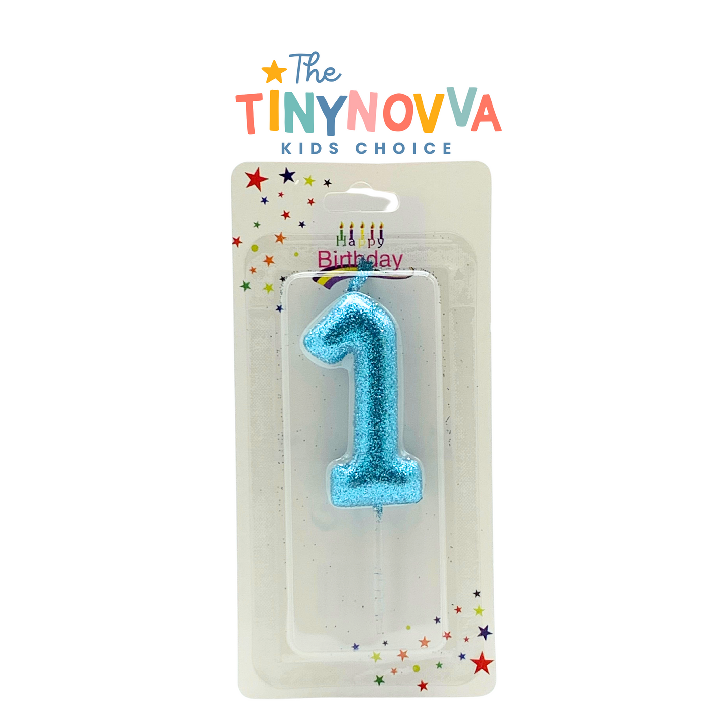 Glittered Number Candle in Blue