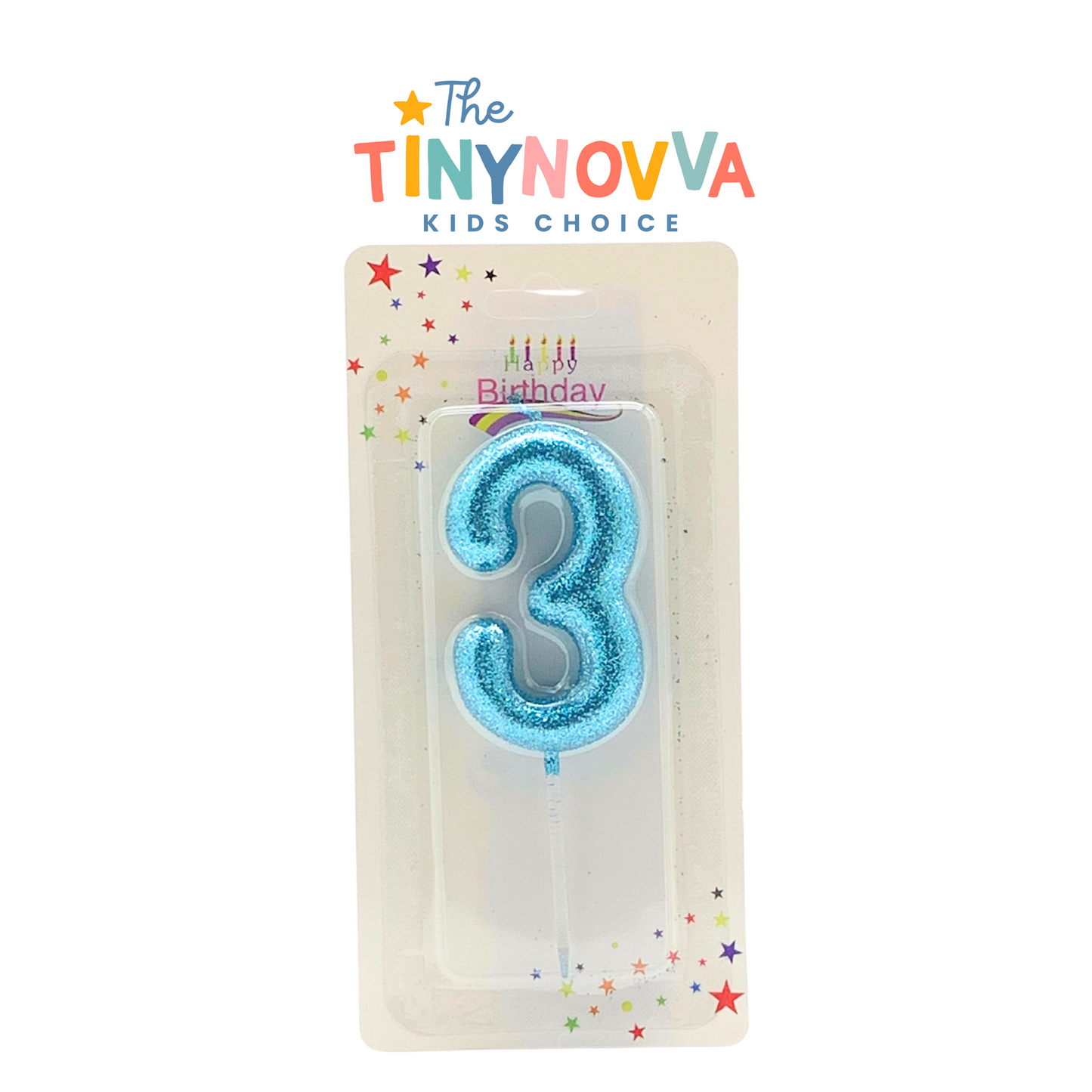 Glittered Number Candle in Blue