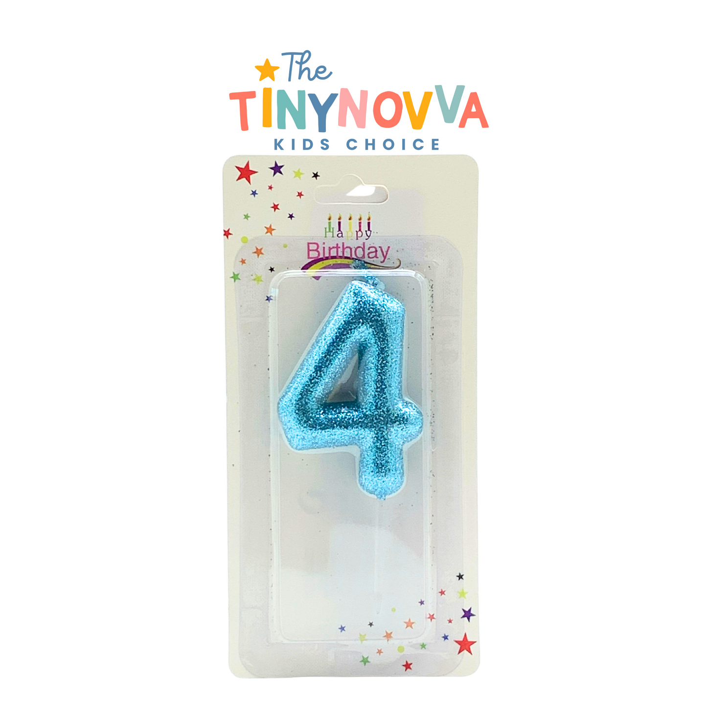 Glittered Number Candle in Blue