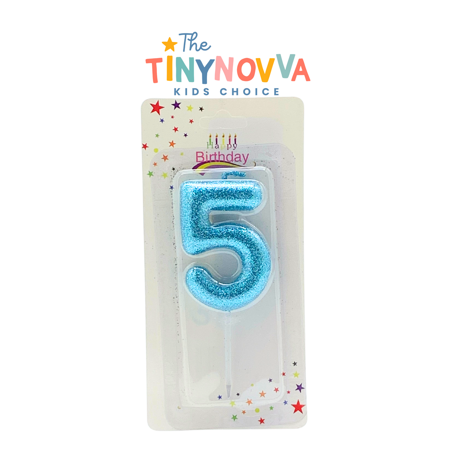 Glittered Number Candle in Blue