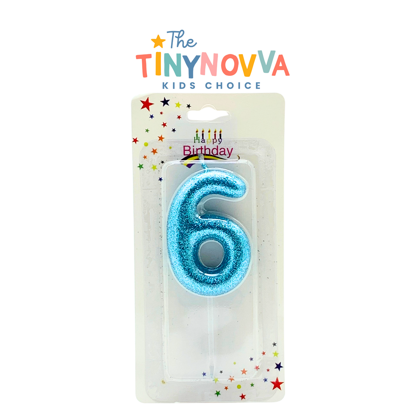 Glittered Number Candle in Blue