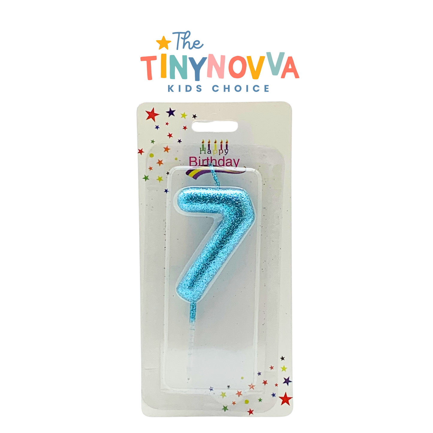 Glittered Number Candle in Blue