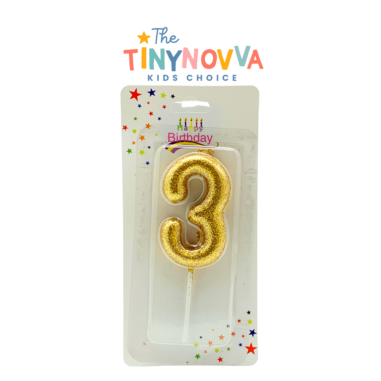 Glittered Number in Candle Gold